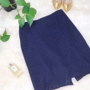 The Limited Navy Blue Lace Pencil Skirt